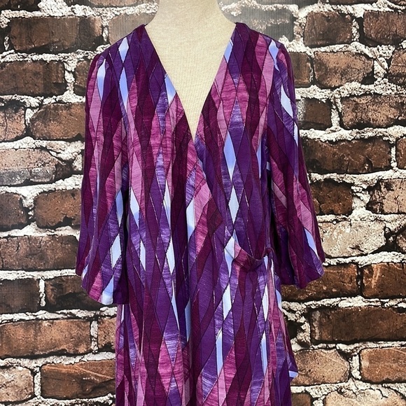 Some Days Lovin Dress Boho Diamond Print Purple Wrap Size XS - Picture 2 of 13